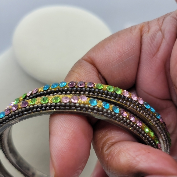 Bangle Bracelet Set | Two Blingly Colorful Bracelets - Picture 4 of 7